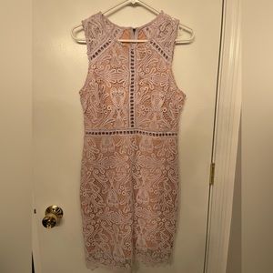 Super cute cocktail dress! Light purple/pink lace over nude body!